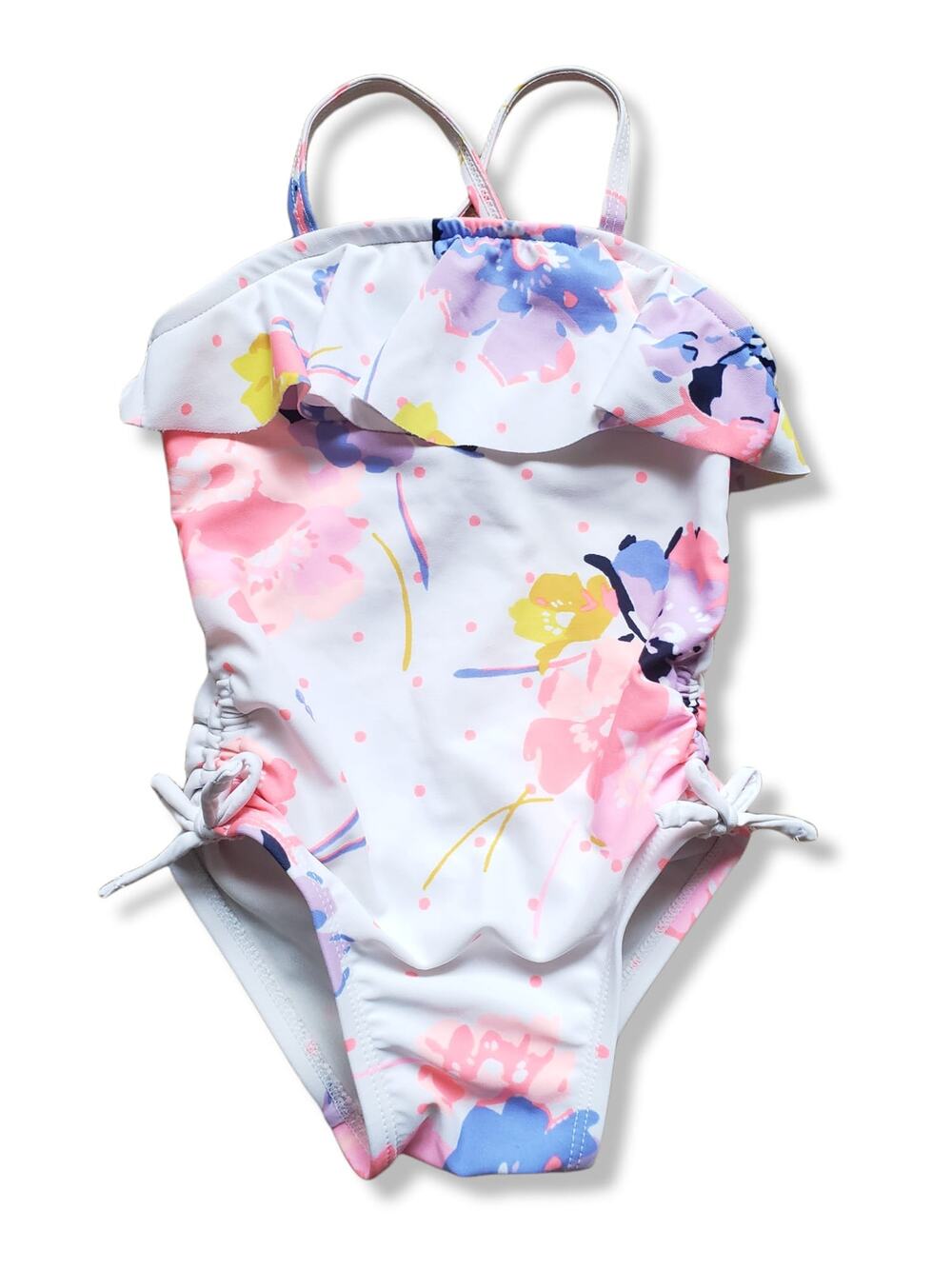 Girls 2T Flounce Floral Tie Swimsuit White Old Navy